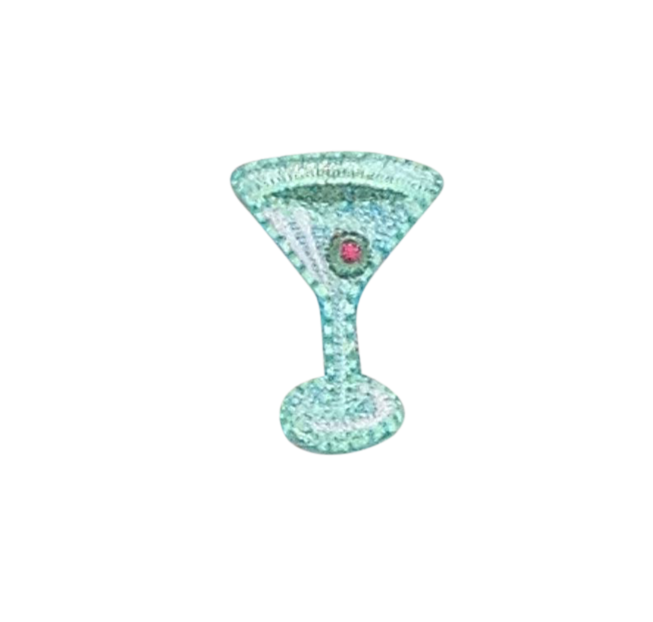 Mini 1 inch Green Martini Glass, Cocktails, Drinks, Embroidered, Iron on Patch